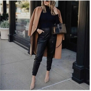 Spanx Black faux leather Like joggers NWT